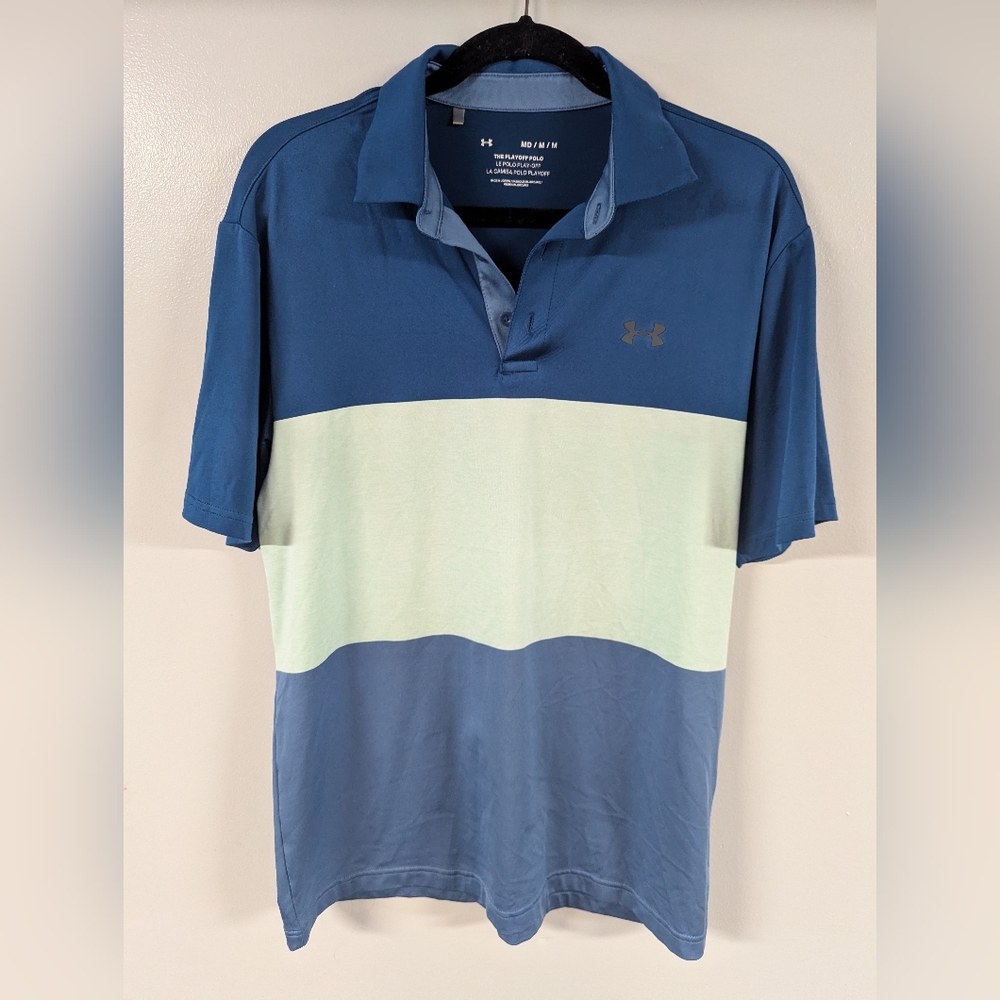 Under Armour Men's Blue Striped Polo Shirt